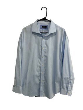 Esquire 17.5 Mens Slim Fit Non-Iron Light Blue Dress Shirt Minimalist Old Money
